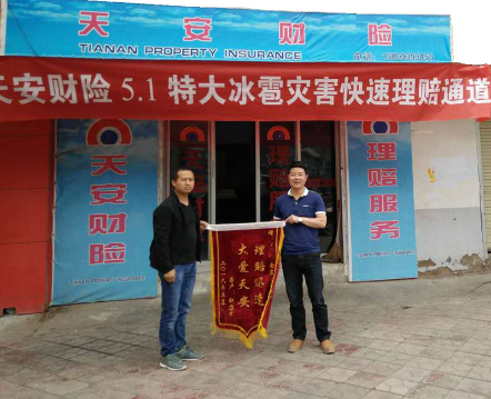 天安财险甘肃陇南中支快速理赔灾害保险事故获锦旗