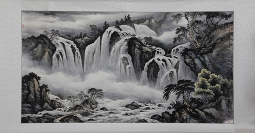 国画：《江流天地外，山色有无中》 作者：乔领